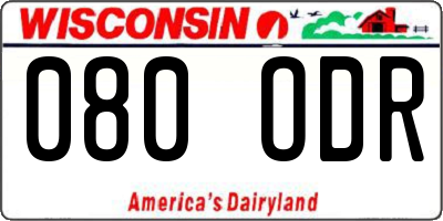 WI license plate 080ODR