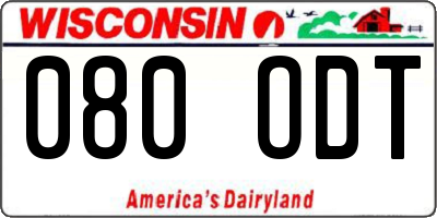 WI license plate 080ODT