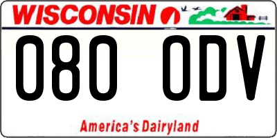 WI license plate 080ODV