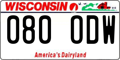 WI license plate 080ODW