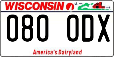 WI license plate 080ODX