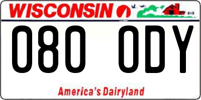 WI license plate 080ODY