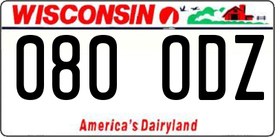 WI license plate 080ODZ