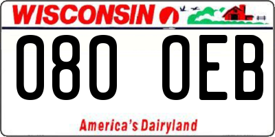 WI license plate 080OEB