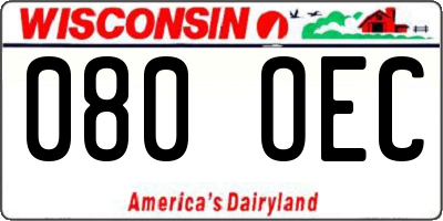 WI license plate 080OEC