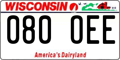 WI license plate 080OEE