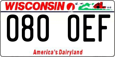 WI license plate 080OEF
