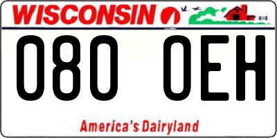 WI license plate 080OEH