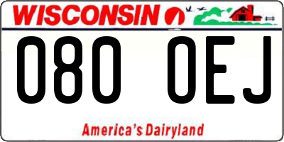 WI license plate 080OEJ