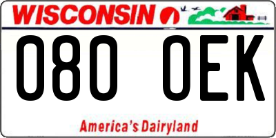 WI license plate 080OEK