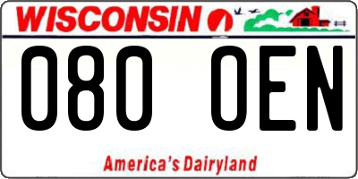 WI license plate 080OEN