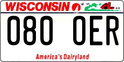 WI license plate 080OER