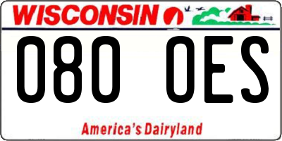 WI license plate 080OES