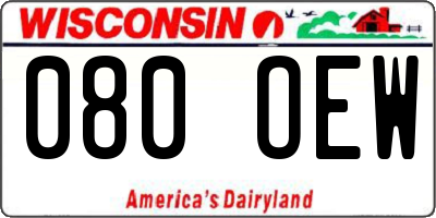 WI license plate 080OEW