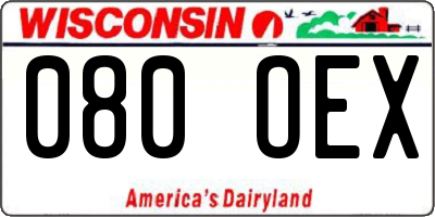 WI license plate 080OEX