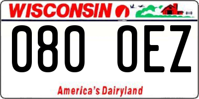 WI license plate 080OEZ