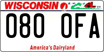 WI license plate 080OFA