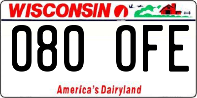 WI license plate 080OFE
