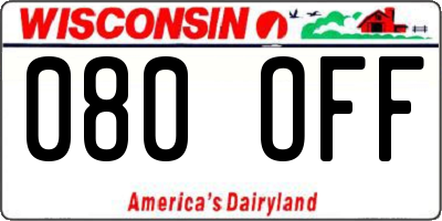 WI license plate 080OFF