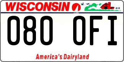 WI license plate 080OFI