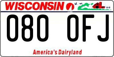WI license plate 080OFJ