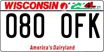 WI license plate 080OFK