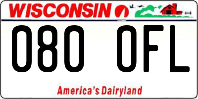 WI license plate 080OFL