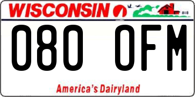 WI license plate 080OFM