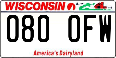 WI license plate 080OFW