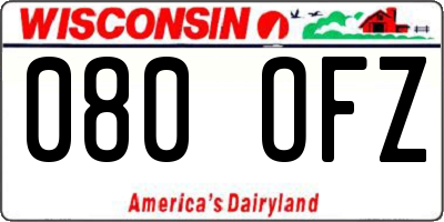 WI license plate 080OFZ