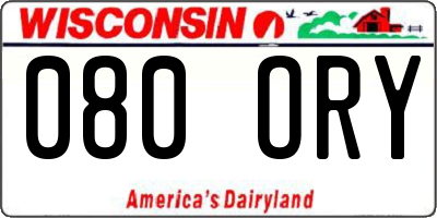 WI license plate 080ORY