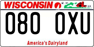 WI license plate 080OXU