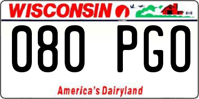 WI license plate 080PGO