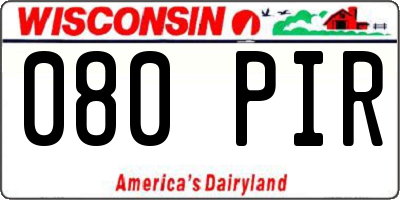 WI license plate 080PIR