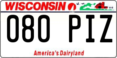 WI license plate 080PIZ