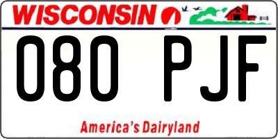 WI license plate 080PJF