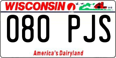 WI license plate 080PJS
