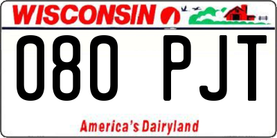 WI license plate 080PJT