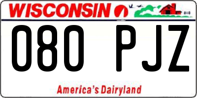 WI license plate 080PJZ