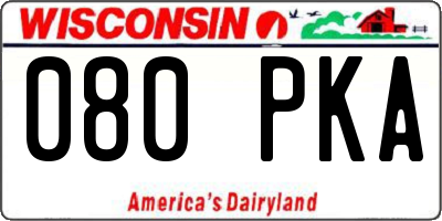 WI license plate 080PKA
