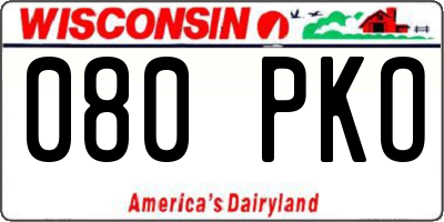 WI license plate 080PKO
