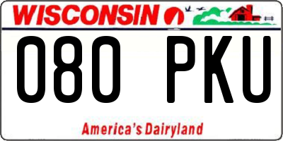 WI license plate 080PKU