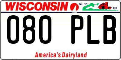 WI license plate 080PLB