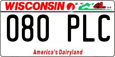 WI license plate 080PLC