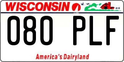 WI license plate 080PLF