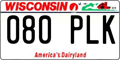 WI license plate 080PLK