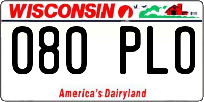 WI license plate 080PLO