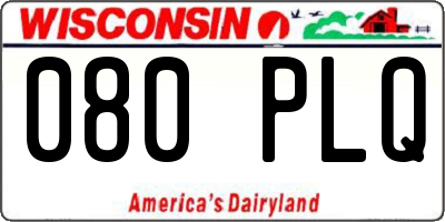 WI license plate 080PLQ