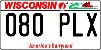 WI license plate 080PLX