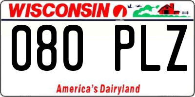 WI license plate 080PLZ